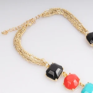 Three Color Resin Pieces Fashion Necklace Wholesale