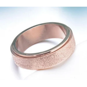 Titanium Steel Dull Polish Rotatable Jewelry Romantic Pearl Sand Rainbow Rings Wholesale