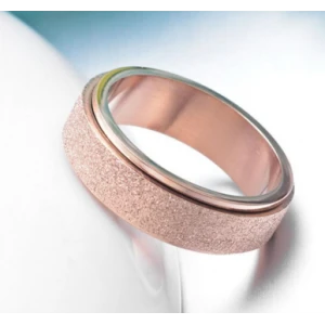 Titanium Steel Dull Polish Rotatable Jewelry Romantic Pearl Sand Rainbow Rings Wholesale