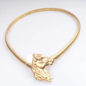 Tribal wide gold plated horse head women s jeans belt BT60050