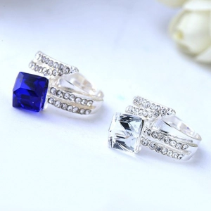 Wholesale Free Size Rhinestones Deco Big Cubic Single Stone Finger Ring Designs for Women