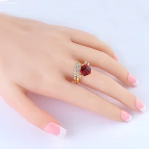 Wholesale Free Size Rhinestones Deco Big Cubic Single Stone Finger Ring Designs for Women