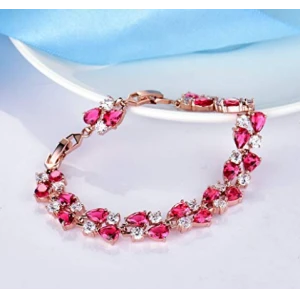 Wholesale Rose Gold Tone Women Tennis Bracelet Sparkle Double Drop Cubic Zirconia Extended chain
