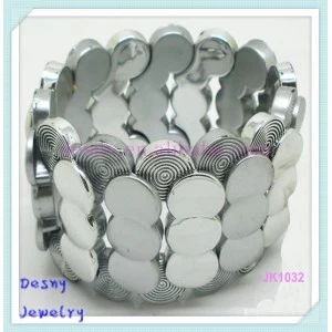 الصين Wide cicle pattern rhodium plated metal zinc alloy slap charm bracelet for women and men الصانع