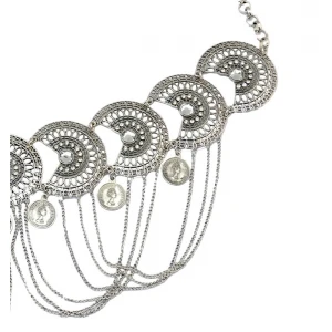 Woman Adjustable Waist Chain Body Jewelry Chain Hollow Carving Coin Tassel Body Chain