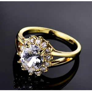 Women Oval Rhinestone Ring Gold Tone Jewelry Factory in China