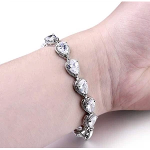 Women's Silver-tone Clear Zirconia Pear Shape Teardrop Bracelet Manufacturer