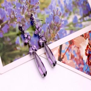 Women's fashion long eardrop wholesale supplier colorful high-end zircon long dangle drop earrings fashion earring