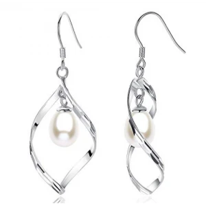 Womens Sterling Sliver Teardrop Freshwater Pearl Drop Dangle Earrings Manufacturer