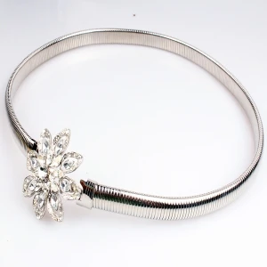 Young girl s fashion silver metal brass handmade flower belt BT60063