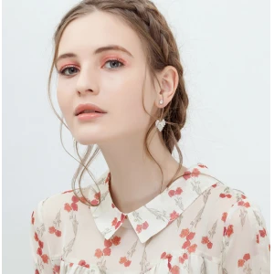 Zinc Alloy 925 Silver Heart Shape Long Stud Earrings Manufacturer in China