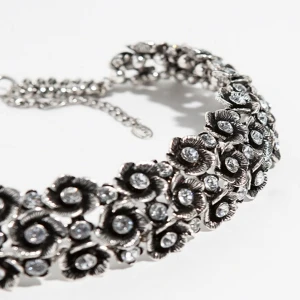 antique gold three layer metal flower chocker necklace N90084