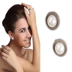 big twisted wire latest design of pearl earrings E30039