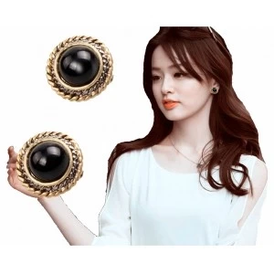 Chine black jhumka indian gold spiral clip on earrings E30026 fabricant