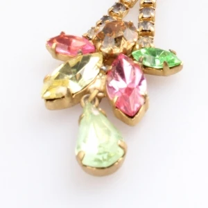 cheap flower shaped rhinestone dangling earrings E30061