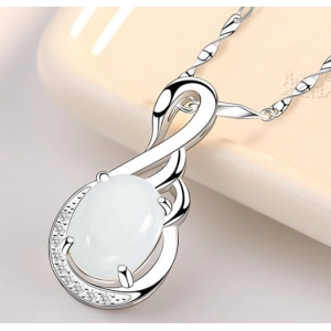 cheap price white gemstone pendant 925 sliver necklace jewelry wholesale