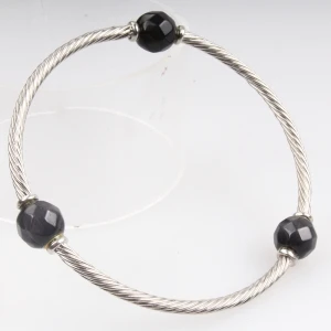 child silver jamaica bangle seed bead bracelet B10114