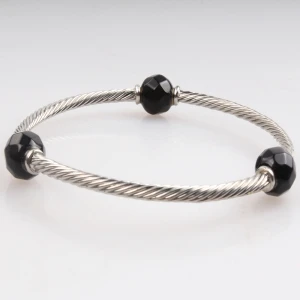 child silver jamaica bangle seed bead bracelet B10114