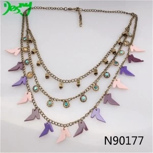 Китай colored plastic crystal sex split heart charmed necklace N90177 производителя