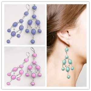 colorful animal shaped resin diamond drop piercing earrings