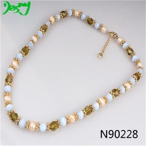 Çin colorful jewelry opal mardi gras seed beads necklace N90228 üretici firma