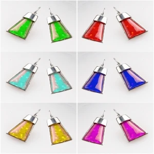 colorful plating silver english lock piercing earrings E30052