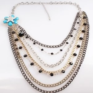 Китай crochet flower multi layer bead fancy long chain necklace N90083 производителя