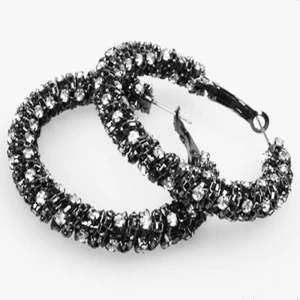 China crystal diamond elements self piercing hoop earrings E30002 fabricante