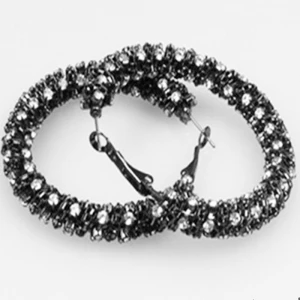 crystal diamond elements self piercing hoop earrings E30002