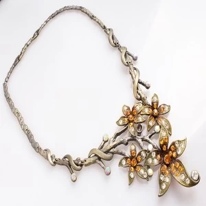 Китай crystal tree of life flower gold statement necklace N90082 производителя