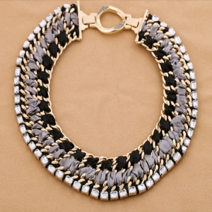 fake gold jewelry acrylic chain link costume necklace N90230