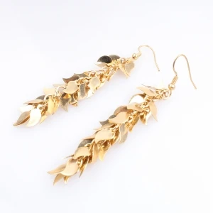 fancy drop small gold jhumka leaf shape piercing earring
