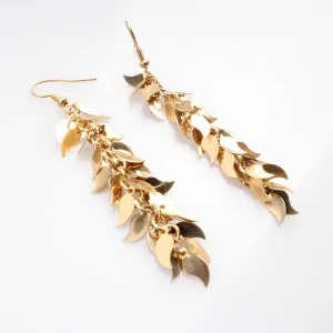 fancy drop small gold jhumka leaf shape piercing earring