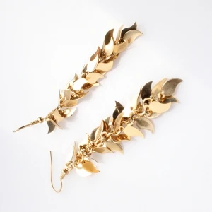 fancy drop small gold jhumka leaf shape piercing earring
