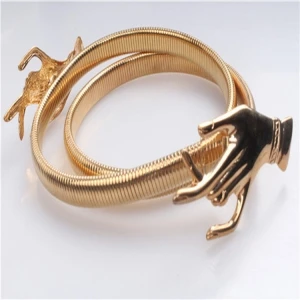 fancy stretch hand jewelry gold metal waist belt BT60005