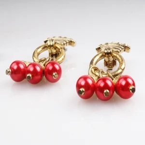fashion accssory gold cherry earrings