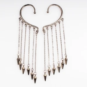 fashion antique brass long drop dangle chains cuff earrings