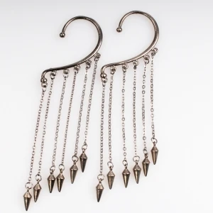 fashion antique brass long drop dangle chains cuff earrings