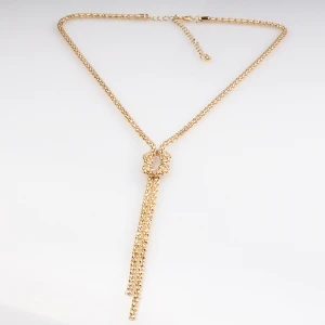 fashion couple gold chain platinum tassel necklace N90289