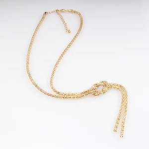 fashion couple gold chain platinum tassel necklace N90289