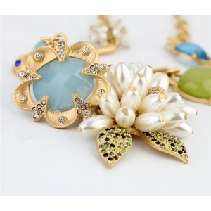 fashion indian pearl beads flower choker necklace STN010