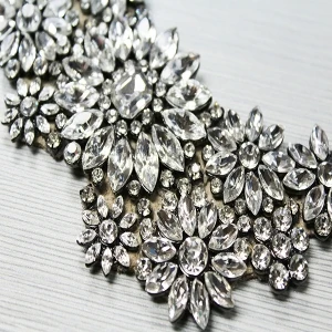 fashion jewelry choker leather crystal flower necklace N90005