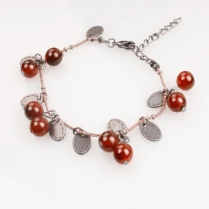 fashion jewelry gold chain charm glass bead bracelet B10156