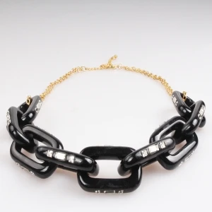 fashion jewelry resin rhinestone chain choker necklace N90458