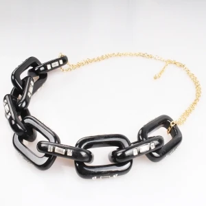 fashion jewelry resin rhinestone chain choker necklace N90458