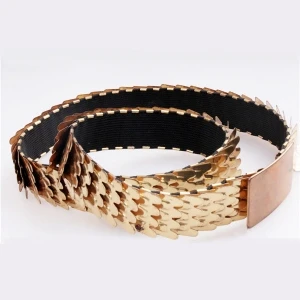 fashion men s snake skin gold metal stretch belt BT60003