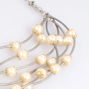 fashion party multi strand metal choker pearl necklace N90097