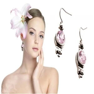 fashion pink crystal zircon piercing earrings E30015