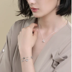 fashionable jewelry charm bracelet S925 sterling silver double layers stars chain bangle for girlfriend gift