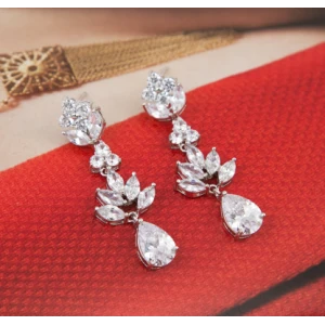 flower necklace and earrings customizable jewelry set charms crystal cz jewelry set mothers day souvenir jewelry set